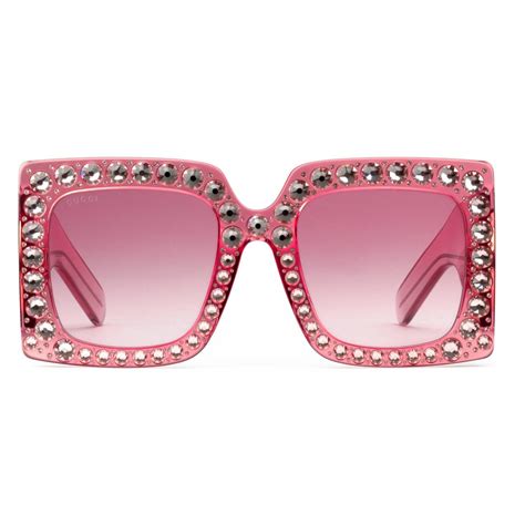 gucci crystal sunglasses pink|gucci oversized square acetate sunglasses.